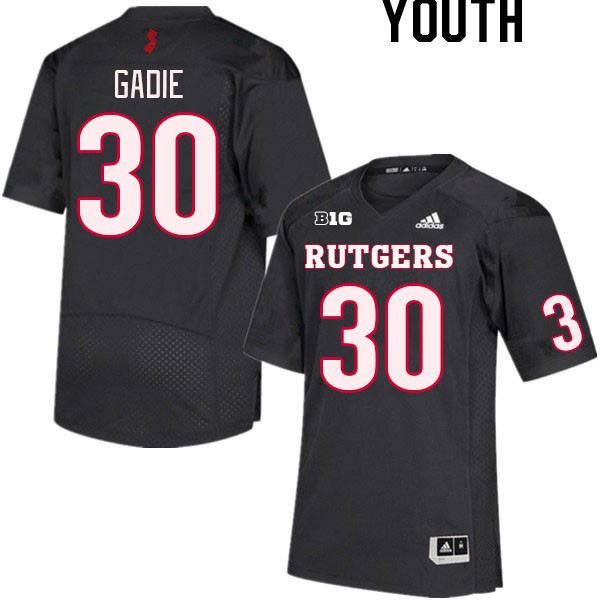 Youth #30 Sam Gadie Rutgers Scarlet Knights College Football Jerseys Stitched Sale-Black - Click Image to Close